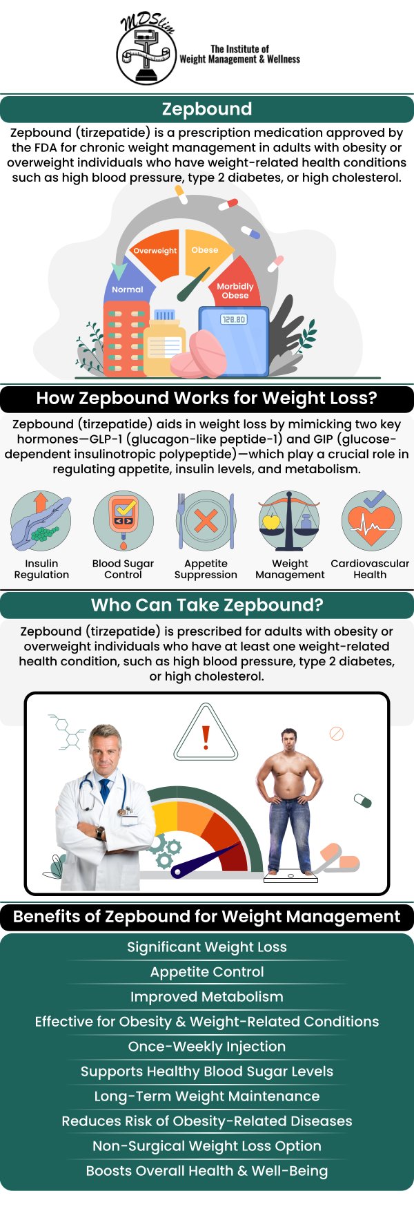 At The Institute for Weight Management, Dr. Anjana Chhabra offers Zepbound® injections as a key part of our medical weight loss program. Zepbound®, an injectable medication, helps reduce appetite and supports long-term weight loss by mimicking hormones that regulate hunger and insulin levels. Our team works with each patient to create a personalized plan that combines Zepbound® with a healthy diet, exercise, and behavioral changes to ensure sustainable weight loss. Contact us today or book an appointment online for personalized care that works for you. Conveniently located at 150 Overlook Ave, Hackensack, NJ 07601.