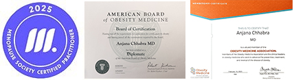 Certified Menopause Practitioner and American Board of Obesity Medicine